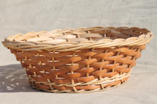 photo of vintage basket collection, lot of round basket bowls of different types & textures #9