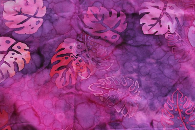 photo of vintage batik style print cotton quilting fabric coral, hot pink, magenta, purple #3