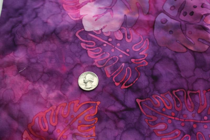 photo of vintage batik style print cotton quilting fabric coral, hot pink, magenta, purple #5