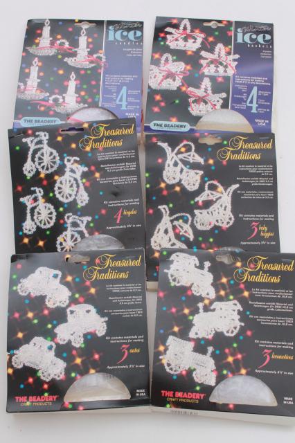 photo of vintage bead ornament kit lot, Beadery Winter Ice kits to make beaded Christmas tree ornaments #1