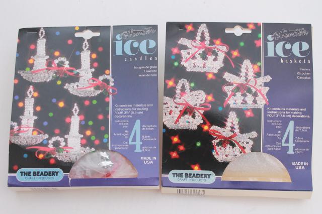 photo of vintage bead ornament kit lot, Beadery Winter Ice kits to make beaded Christmas tree ornaments #9