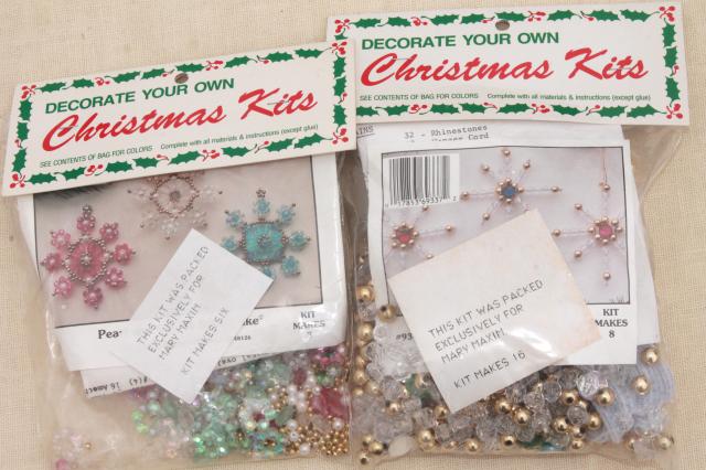 photo of vintage bead ornament kit lot, Mary Maxim kits to make beaded Christmas tree ornaments #2