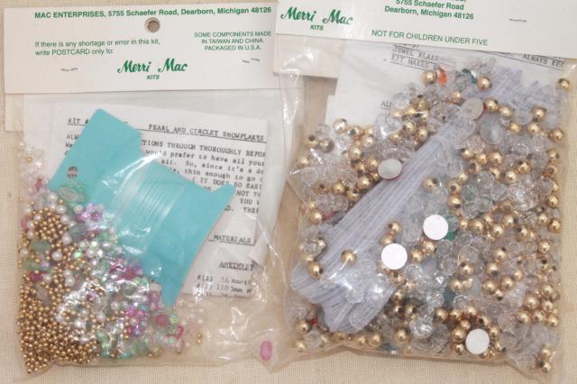 photo of vintage bead ornament kit lot, Mary Maxim kits to make beaded Christmas tree ornaments #3