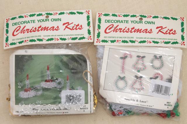 photo of vintage bead ornament kit lot, Mary Maxim kits to make beaded Christmas tree ornaments #5