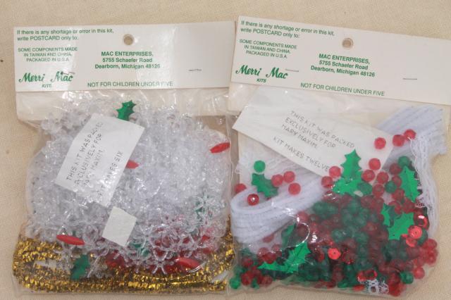 photo of vintage bead ornament kit lot, Mary Maxim kits to make beaded Christmas tree ornaments #6