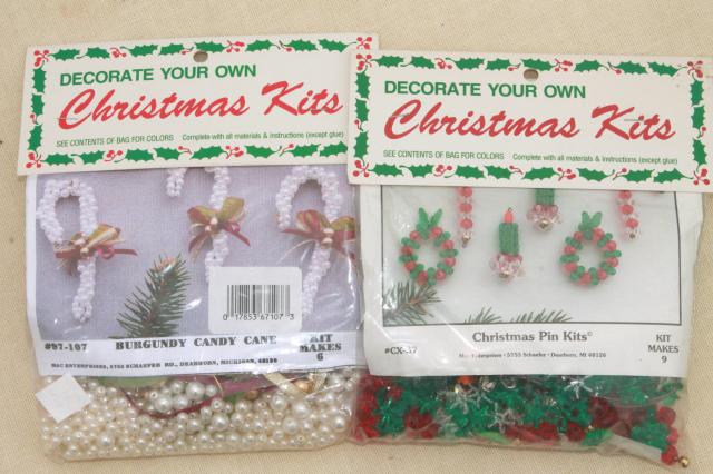 photo of vintage bead ornament kit lot, Mary Maxim kits to make beaded Christmas tree ornaments #7