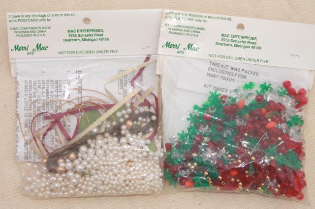 photo of vintage bead ornament kit lot, Mary Maxim kits to make beaded Christmas tree ornaments #8