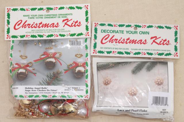 photo of vintage bead ornament kit lot, Mary Maxim kits to make beaded Christmas tree ornaments #11