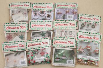 catalog photo of vintage bead ornament kit lot, Mary Maxim kits to make beaded Christmas tree ornaments