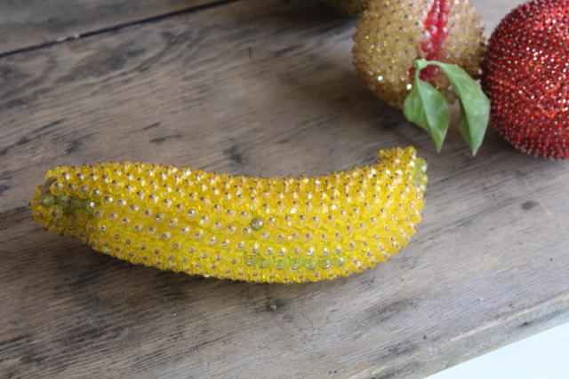 photo of vintage beaded & sequined fruit, mid-century kitsch decor handmade from LeeWards bead kits #7