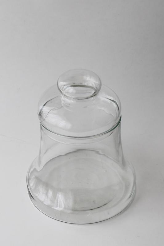 photo of vintage bell jar, glass cloche canister w/ lid, terrarium or collections display #1