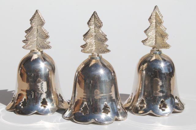 photo of vintage bells made in India, silver plated brass bell Christmas tree ornaments #1