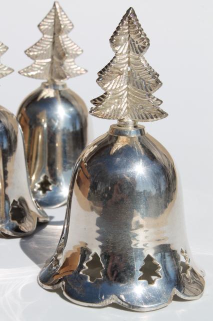 photo of vintage bells made in India, silver plated brass bell Christmas tree ornaments #2