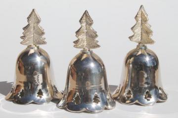 catalog photo of vintage bells made in India, silver plated brass bell Christmas tree ornaments