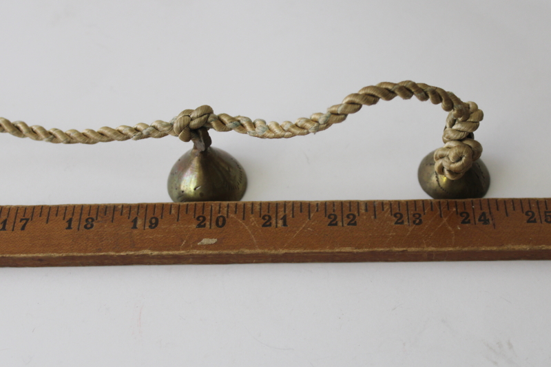 photo of vintage bells of Sarna India, etched solid brass bell lot #7