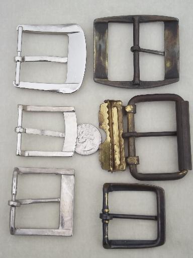 photo of vintage belt buckles lot, 20 solid brass & nickel plated belt buckles  #3