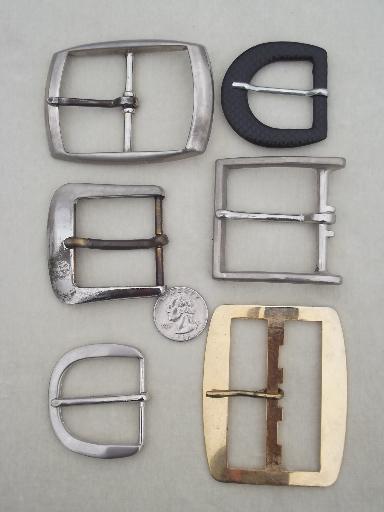 photo of vintage belt buckles lot, 20 solid brass & nickel plated belt buckles  #4