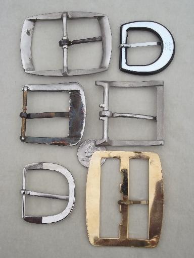 photo of vintage belt buckles lot, 20 solid brass & nickel plated belt buckles  #5