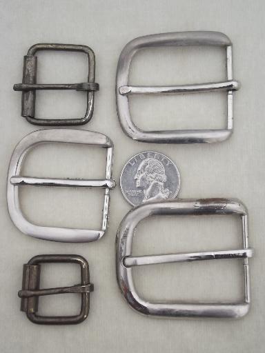 photo of vintage belt buckles lot, 20 solid brass & nickel plated belt buckles  #6