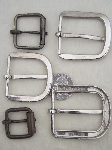 photo of vintage belt buckles lot, 20 solid brass & nickel plated belt buckles  #7