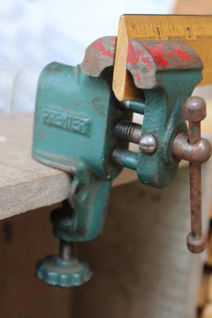 photo of vintage bench mount Premier vise, small hobby tool miniature making or jewelry crafts #3