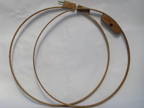 photo of vintage bentwood lap quilting frame hoop, old needlework stretcher #2