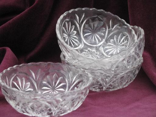 photo of vintage berry set, pres-cut 'oatmeal' Anchor Hocking fruit salad bowls #4