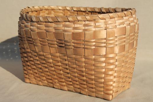 photo of vintage bicycle bike pack basket, natural split wood splint basket #1