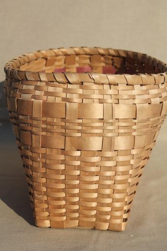 photo of vintage bicycle bike pack basket, natural split wood splint basket #3