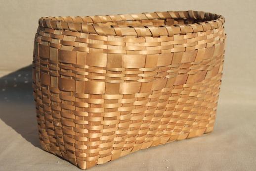 photo of vintage bicycle bike pack basket, natural split wood splint basket #4