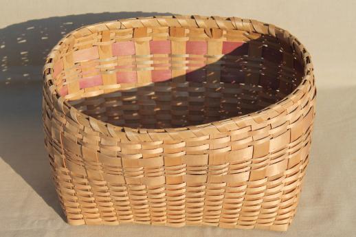 photo of vintage bicycle bike pack basket, natural split wood splint basket #8