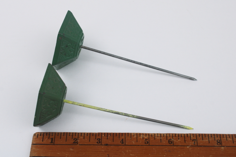 photo of vintage bill or receipt paper spike spindles matching pair old cast iron bases  #3