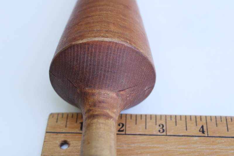 photo of vintage birdseye maple wood cone pestle masher, primitive old wooden kitchen tool  #2
