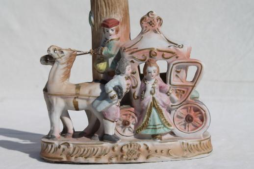 photo of vintage bisque china boudoir lamp, french fairy tale Cinderella coach figurine lamp #4