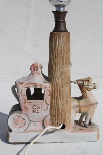 photo of vintage bisque china boudoir lamp, french fairy tale Cinderella coach figurine lamp #6