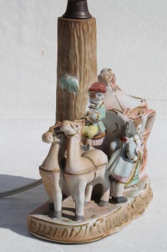 photo of vintage bisque china boudoir lamp, french fairy tale Cinderella coach figurine lamp #7