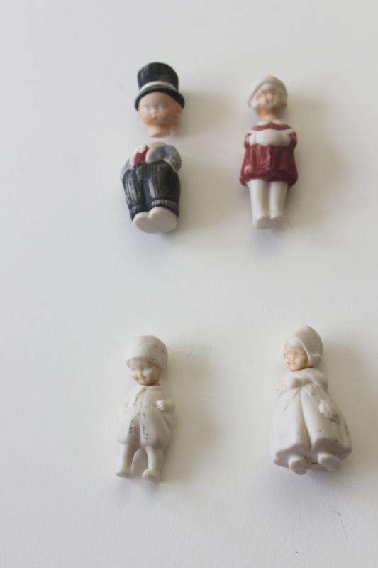 photo of vintage bisque china penny dolls, bodies & heads, antique doll parts lot #1