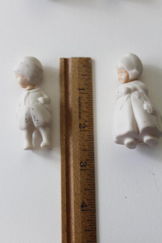 photo of vintage bisque china penny dolls, bodies & heads, antique doll parts lot #2