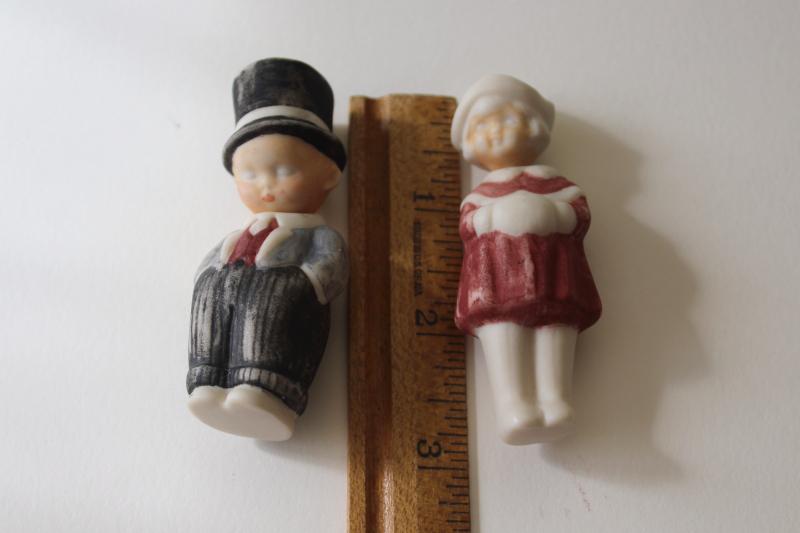 photo of vintage bisque china penny dolls, bodies & heads, antique doll parts lot #3