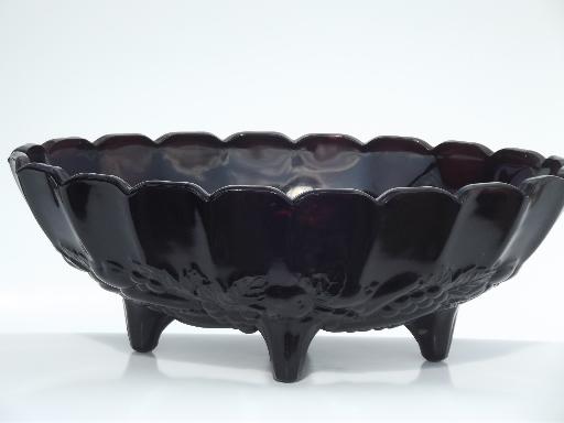 photo of vintage black amethyst glass, Indiana glass garland pattern fruit bowl #1