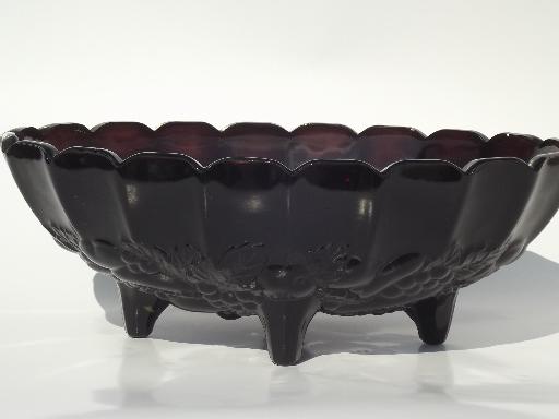 photo of vintage black amethyst glass, Indiana glass garland pattern fruit bowl #5