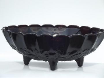 catalog photo of vintage black amethyst glass, Indiana glass garland pattern fruit bowl