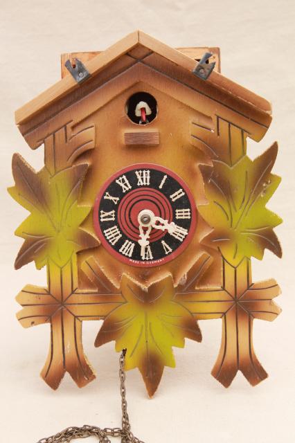 photo of vintage black forest style cuckoo clocks parts clock lot carved wood germany  #12