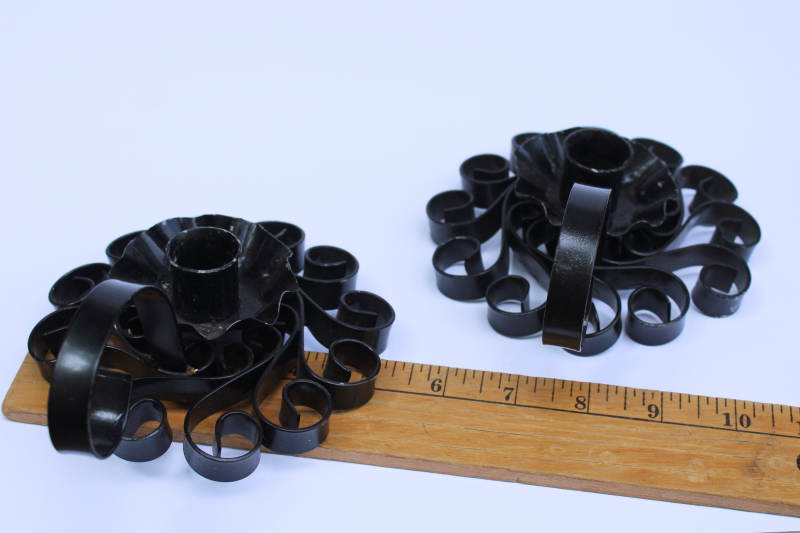 photo of vintage black iron candle holders, metal filigree candlesticks witchy gothic boho decor  #4