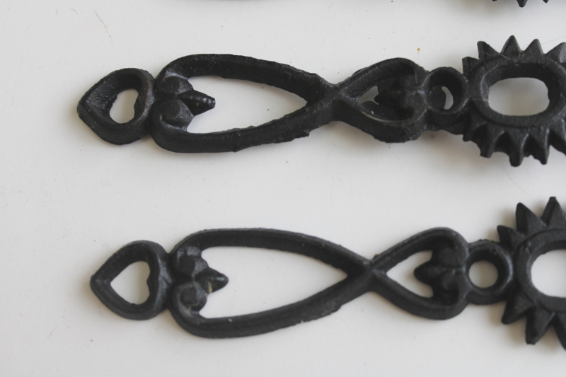 photo of vintage black iron kitchen tools & wall rack, decorative kitchenware prim folk art  #8