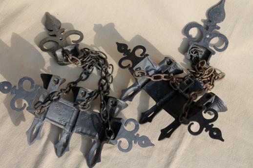 photo of vintage black metal candle sconces w/ french fleur de lis, gothic fairy tale style! #3