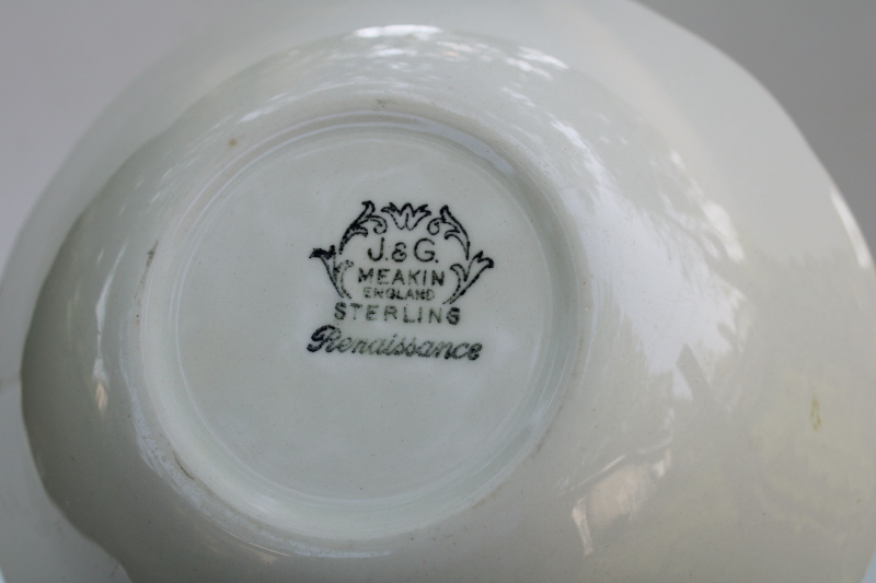 photo of vintage black transferware china, Sterling Renaissance Meakin English ironstone soup or cereal bowls  #3