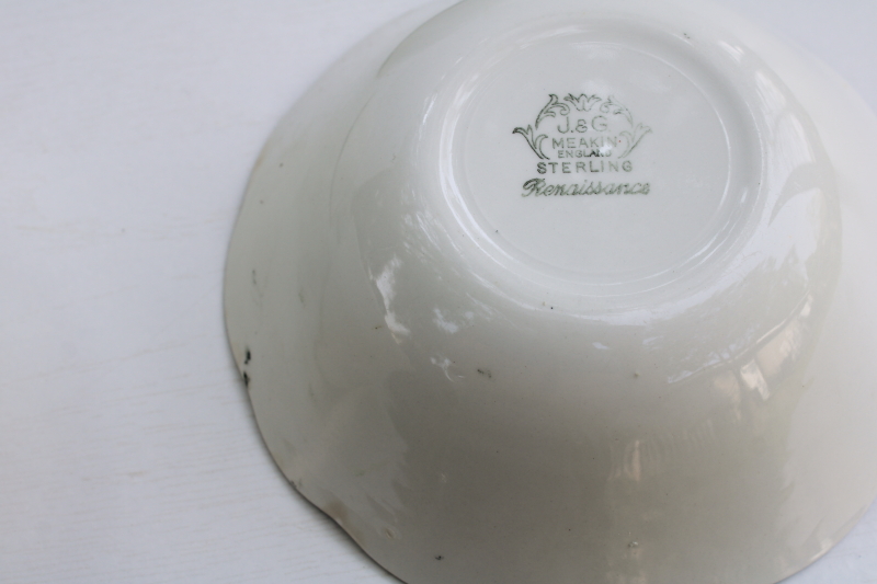 photo of vintage black transferware china, Sterling Renaissance Meakin English ironstone soup or cereal bowls  #4
