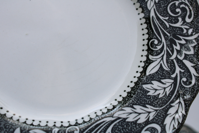 photo of vintage black transferware china set of 10 small dessert plates, Sterling Renaissance Meakin English ironstone  #5