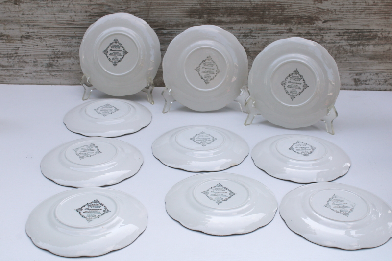 photo of vintage black transferware china set of 10 small dessert plates, Sterling Renaissance Meakin English ironstone  #8